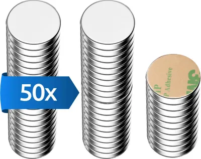 Produktbild von ECENCE Neodym Magnete 50 Stck. - runde Klebe-Magnete selbstklebend - 8x1mm - hochwertige NiCuNi-Bes