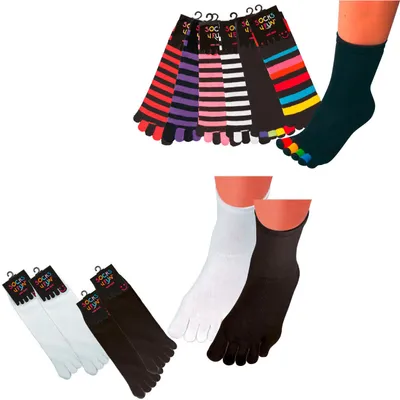 Produktbild von 2 Paar Zehensocken fünf Zehen Zehenstrümpfe 5 Toe Baumwolle Damen Herren weiß einheitsgröße
