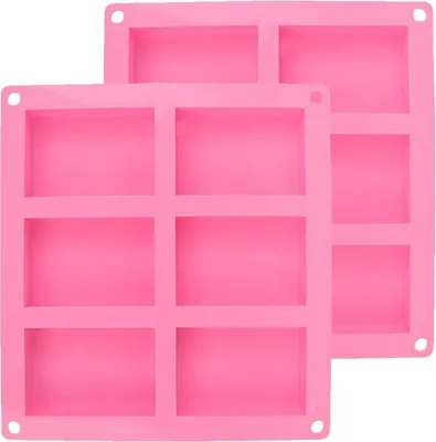 Produktbild von Silikonform, Seifenform, 2 Stück, 6 Mulden, rechteckige DIY-Silikonform zum Backen von Kuchen, Schokolade, Keksen, Eiswürfeln, selbstgemachter Handarbeit