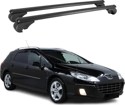 Image de Barres de toit Transversales pour Peugeot 407 2004-2011 Aluminium Noir