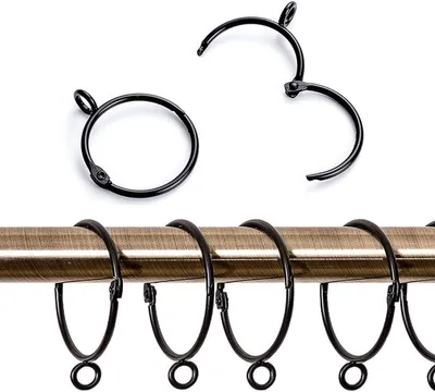 Produktbild von Set von 20 Vorhangringen, schwarz, 30 mm Innendurchmesser, für Stangen bis 27 mm, mit Aufhängösen