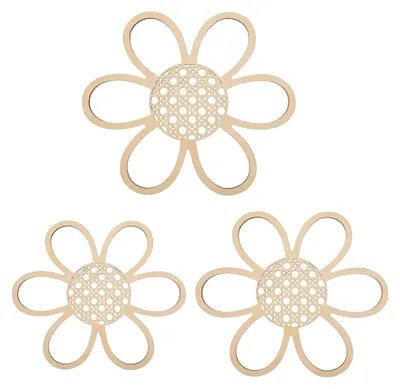 Produktbild von 3 Stück Holzblumen Wanddekoration Blume des Lebens Deko für Kinderzimmer und Babyzimmer Boho Yoga Wanddeko Naturholz Geometrische Ornamente Wandbehang