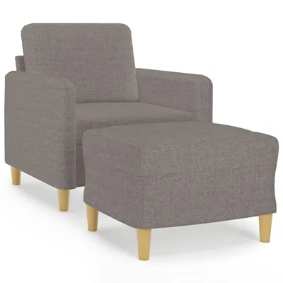 Zdjęcie produktu dla vidaXL Fotel ze stołkiem taupe 60 cm tkanina