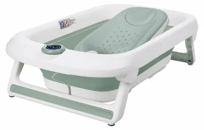 Zdjęcie produktu dla Primabobo LUX wanienka 85 cm z termometrem LCD USB i fotelikiem, zielona, Obraz wygenerowany przez AI