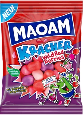 Produktbild von Maoam Kracher Wild Red Berries žuvacie cukríky so šerbetovou náplňou 200g