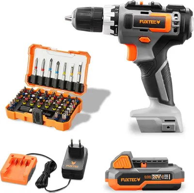 Zdjęcie produktu dla Wkretarka FUXTEC 20V FX-E1BS20, 2x2Ah akumulator, 1A ladowarka, zestaw bitów