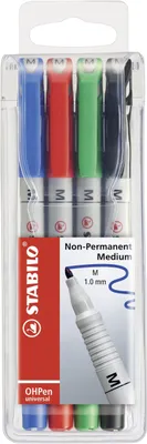 Image de Stabilo® 853/4 Stylo transparent OHPen universal Medium soluble dans l'eau, étui de 4 pièces