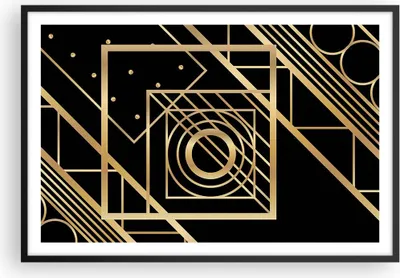 Produktbild von Gerahmtes Poster - Schwarzer Rahmen - Abstraktion Quadrat Gold - 91,5x61 cm - Wand Bild - Wanddeko - Wandbilder - Kunstposter - Wandposter - Bilderrahmen - Bilder - Kunstdruck - P2BAA91x61-4375