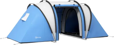 Produktbild von Campingzelt für 4-5 Personen leicht wasserabweisend Familienzelt mit 3 Zimmer Seitentür Fenster Blau