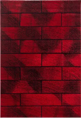 Produktbild von Villa Möbel Betivo Wohnzimmer-Teppich, Frisé-Teppich, Geometrisch Design, Farbe:Rot, Grösse:80x150 cm