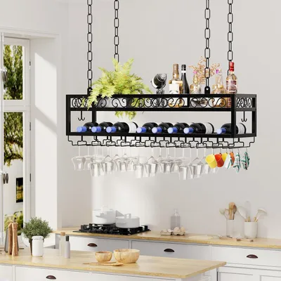 Immagine prodotto di Portabottiglie da soffitto, regolabile in altezza