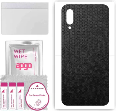 Produktbild von apgo Rückseite Schutzfolie, Skin, kompatibel mit Blackview BV6100, Hinten Displayschutzfolie aus Vinylfolie, kratzfest, einfache Montage - Schwarze Honigwabe