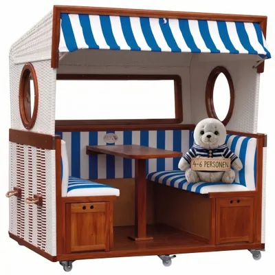 Produktbild von Gosch-Lounge Strandkorb 6-Sitzer XXL Strandkorb Mahagoni Outdoor