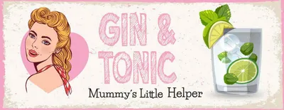 Produktbild von vianmo Holzschild 10x27 cm Gin & Tonic Mummy`s little Helper Essen Trinken