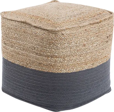 Produktbild von BELIANI Pouf Dunkelgrau/Beige Jute/Baumwolle Quadrat Boho-Stil