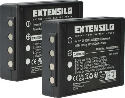 Produktbild von EXTENSILO 2x Akku Ersatz für HBC BA225001, BA225031, BA226030, BA225030 für Industrie-Funkfernsteuerung Fernbedienung (2500 mAh, 6 V, NiMH) - Schwarz