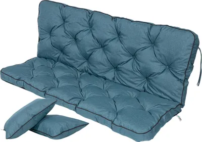 Produktbild von TexDeko® Bankauflage mit Rückenlehne für Hollywoodschaukel wasserabweisend UV-beständig, 120x50x56cm, Türkis