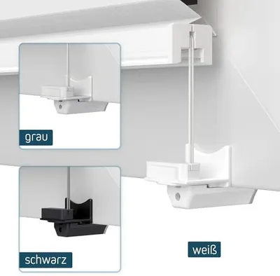 Produktbild von Klemmträger mit Spannschuh – Sichere Montage für Plissees ohne Bohren, weiß, 4 Stück