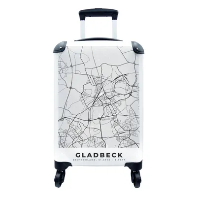 Produktbild von MuchoWow® Koffer Handgepäck Trolley Rollkoffer Kleine Reisekoffer mit 4 Rollen - Karte - Deutschland - Gladbeck - Stadtplan - Cabin Size < 55x40x23 cm & 55x40x20 cm - Fotokoffer - Kabinenkoffer - Boardgepäck - Reise-Box - Reisekoffer - Reisegepäck - Koffer mit Bild - Trolley für Kinder