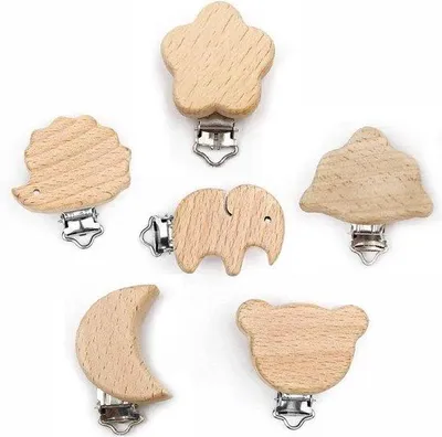 Produktbild von Holz-Saugerhalter 6er Set für Babys