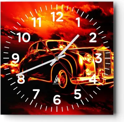 Produktbild von Wanduhr - Quadrat - Glasuhr - Vögel Brücke Gebäude Auto - 30x30cm - Schleichendes Uhrwerk - Lautlos - zum Aufhängen bereit - Dekoration Modern - Wanddekoration aus Glas - C4AC30x30-2130