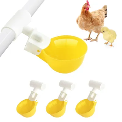 4er-Set Wasserbecher für Hühner, automatisch, 1/2 Zoll, gelb