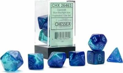 Produktbild von Chessex Polyhedral 7 Die Würfel-Set Gemini Blau/Hellblau