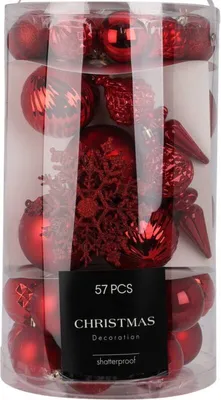 Immagine prodotto di Set di decorazioni natalizie da 57 pezzi rosso KO-CAN304020