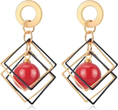 Produktbild von DA-27456 Ohrringe in Gold/Rot – Stilvoll & Einzigartig KP27456