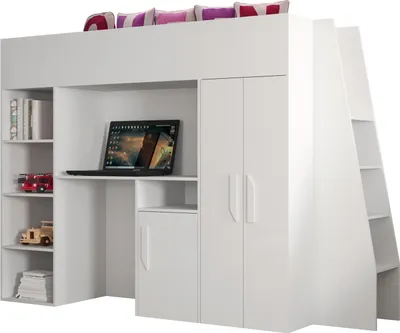 Produktbild von MINIO go for it, Etagenbett "PARTY 15", Griffe aus MDF, Weiße Farbe