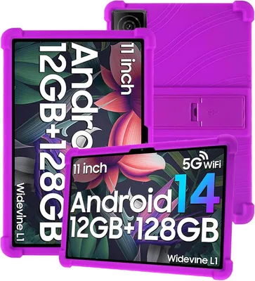 Image de Étui de protection pour tablette Doogee T30S 11,0 pouces, en silicone souple résistant aux chocs, avec support intégré, de couleur violet