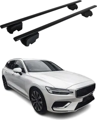 Obrázok produktu pre Priečne strešné nosiče pre Volvo V60 2018–2023, čierna farba, ABE