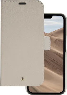 Zdjęcie produktu dla DBRAMANTE1928, Etui na iPhone 14 Pro Folio 2 w 1 model New York wykonane ze skóry z uchwytem na karty, szare
