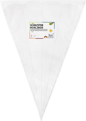 Produktbild von Schultüten Rohling - 68 cm sechseckig weiß 5er Pack.
