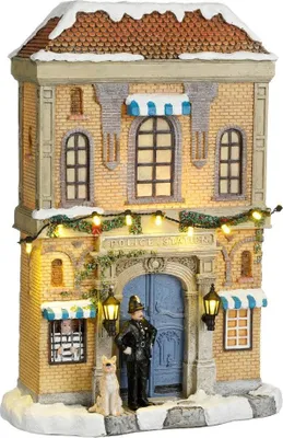 Produktbild von Edelman Polizeistation Weihnachtsdekoration batteriebetrieben 18,5x9x26,5 cm