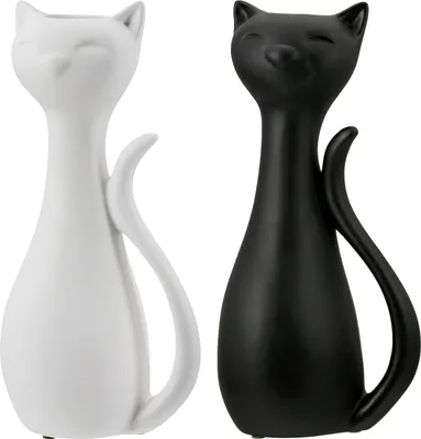 Obrázok produktu pre Gilde váza, "Cat", keramika, čierna, biela, , , d. 12 cm, š. 15,5 cm, v. 34 cm 2 kusy podľa obrázku 55427