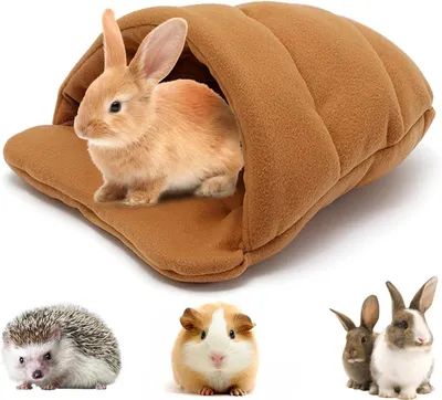 Produktbild von Meerschweinchenbett, Hamsterbett, Schlafsack, Höhlennestkissen, weiches, warmes Meerschweinchenhaus, Haustier-Winterbett, Käfigzubehör für Kleintiere wie Eichhörnchen (braun)