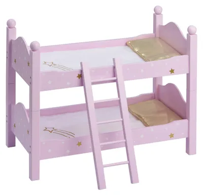 Produktbild von Olivia's Little World 18 Puppenetagenbett aus Holz - gestapelt oder ungestapelt als zwei Einzelbetten, Rosa/Weiß/Gold