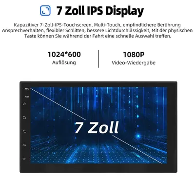 Obrázek produktu pro Autorádio Android 14 s 7palcovým dotykovým displejem, GPS navigací, funkcemi Carplay a Android Auto, Bluetooth, Wi-Fi, 4G, DAB+, handsfree, ovládáním z volantu a 6 GB RAM