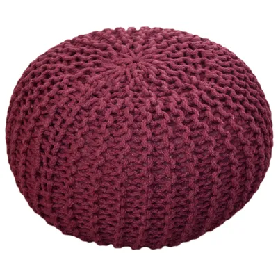Obrázek produktu pro Pletený pouf pouf sedák pouf sedák pouf hrubý pletený pouf bordeaux Ø 55cm
