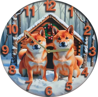 Produktbild von Wanduhr 30 cm – Winter Shiba Inu