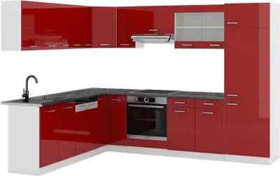 Produktbild von Eckküche Vicco R-Line Rot Hochglanz/Weiß 287 x 60 cm , AP Anthrazit, Model 42191