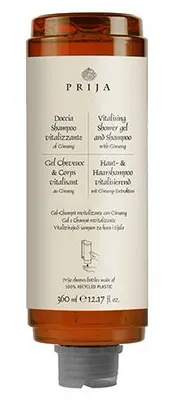 Imagen del producto de Champú para cabello y cuero cabelludo "Prija" de 360 ml, "revitalizante", con extractos de ginseng. Dispensador de jabón líquido "Cysoap"