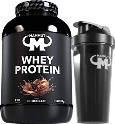 Produktbild von Mammut Nutrition - Whey Protein 3000 g Dose - 120 Portionen Eiweiß + GRATIS Protein Shaker, Geschmack: Chocolate