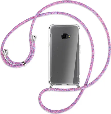 Produktbild von Handykette Backcover-Schutzhülle mit Band (Metall silberfarben) für Samsung Galaxy Xcover 4 / 4s - lila/rosa/blau