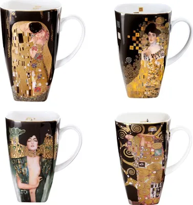 Produktbild von 4er Set Gustav Klimt Becher, Tassen ALLE MOTIVE für 450ml Goebel Porzellan