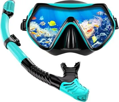 Produktbild von Erwachsenen-Schnorchelmasken - Einheitsgröße - Vollgesichts-Duikmaske - Erwachsene, Schwarz - Schnorchelbrille mit Schnorchel - Schnorcheln und Tauchen