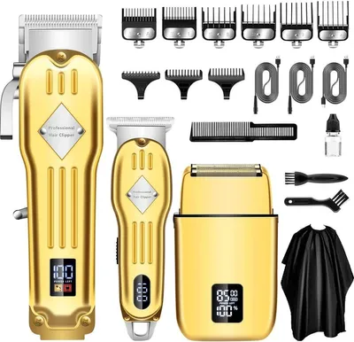 Produktbild von Herren Haarschneider Set mit Barttrimmer & Rasierer – Kabellos, Gold