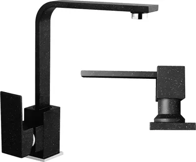 Immagine prodotto di Granitan | NOOK - Miscelatore da cucina - Orientabile a 360° - Effetto granito - Nero - Acciaio inossidabile - Carica in Vetroceramica