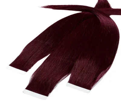 Produktbild von hair2heart Tape Extensions Echthaar Glatt - 10 Tapes 2.5g 60cm Burgundy